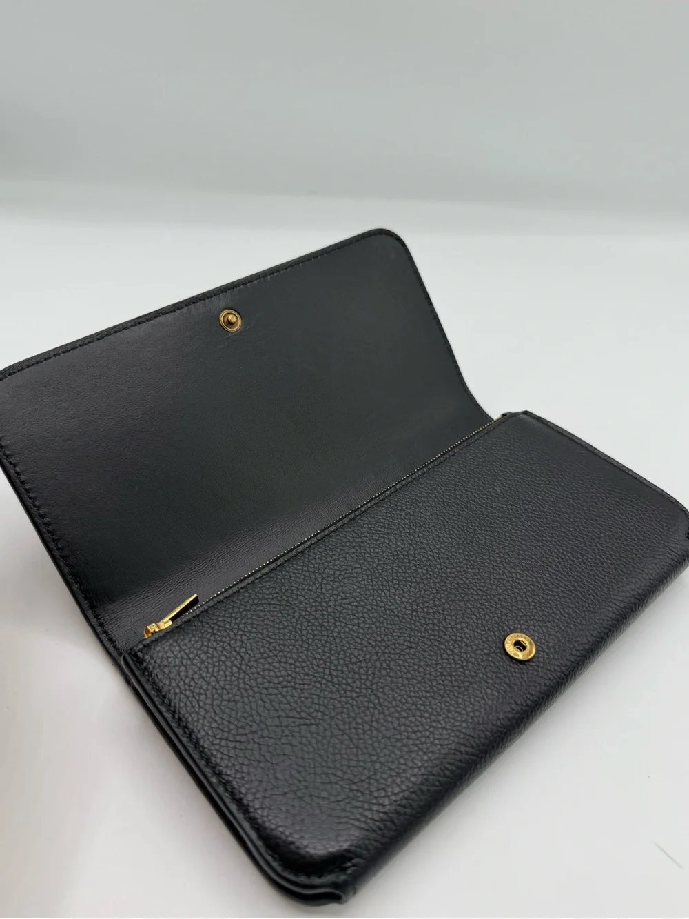 Balenciaga Black Pebbled Leather Long Wallet with White Logo
